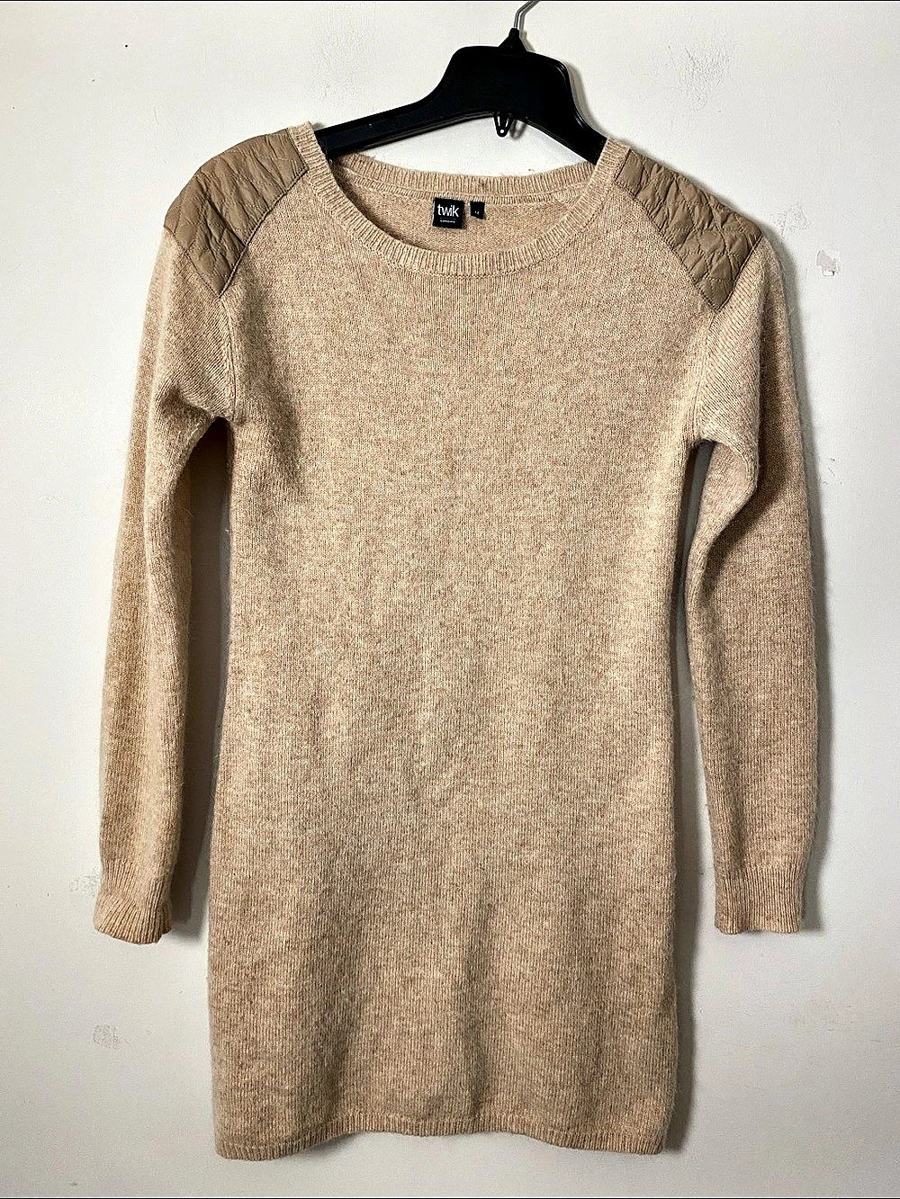 twik Beige Wool Knit Sweater Dress Size Medium